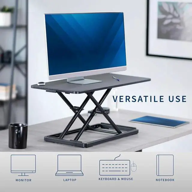 Alt view image 3 of 7 - Single Top 30 inch Scissors Lift Keyboard and Mouse Riser, Height Adjustable Laptop Desk, For Ergonomic Sit Stand Workstations, Black, DESK-V030A