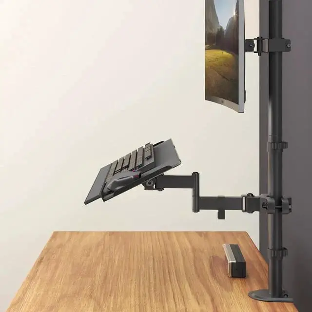 Alt view image 5 of 7 - Keyboard Tray Pole Mount - Keyboard Mount fits Most Standard and Oversized Keyboards, Holds up to 2.2lbs, Black