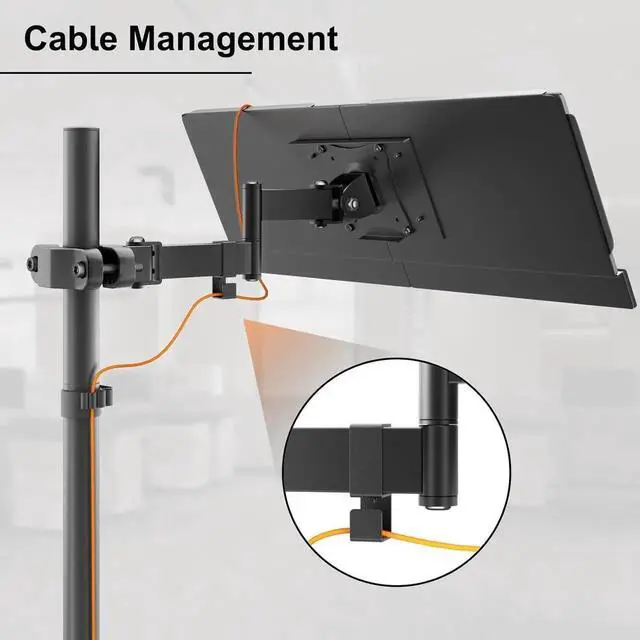 Alt view image 3 of 7 - Keyboard Tray Pole Mount - Keyboard Mount fits Most Standard and Oversized Keyboards, Holds up to 2.2lbs, Black