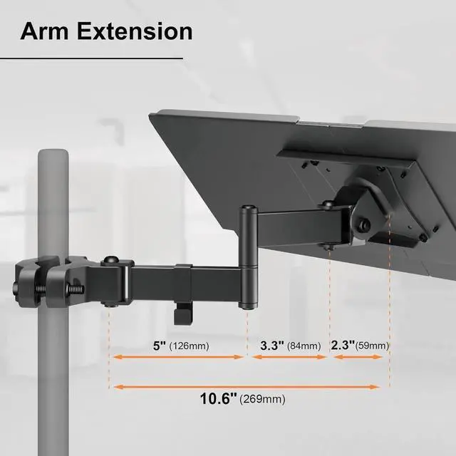 Alt view image 7 of 7 - Keyboard Tray Pole Mount - Keyboard Mount fits Most Standard and Oversized Keyboards, Holds up to 2.2lbs, Black