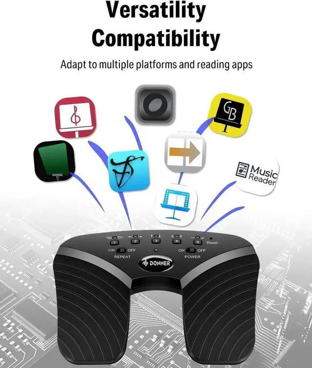 Alt view image 2 of 6 - Wireless Page Turner Pedal, Rechargeable Music Page Turner foot pedal for Tablets Phone, Black