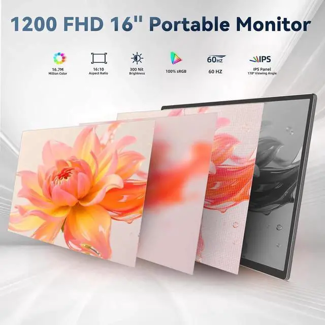 Alt view image 6 of 7 - Laptop Screen Extender Portable - 16 inch IPS FHD 1200P Extended Dual Monitor for Laptops Compatible with Windows Mac Travel Work