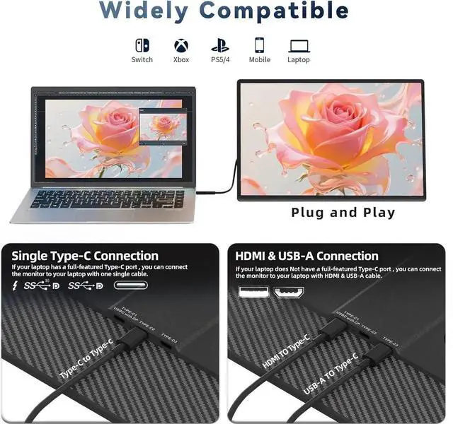 Alt view image 3 of 7 - Laptop Screen Extender Portable - 16 inch IPS FHD 1200P Extended Dual Monitor for Laptops Compatible with Windows Mac Travel Work