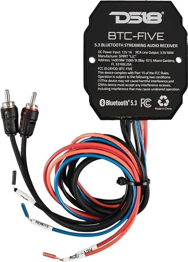 Alt view image 7 of 7 - BTC-Five Universal Wireless Bluetooth 5.3 Audio Receiver, Long Range Up to 130 feet, Water Resistant, iOS and Android Compatible