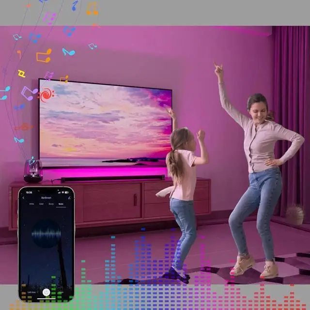 Alt view image 3 of 6 - Under Monitor RGB Light Bar, LED for Desk Gaming Setup, Plug in Keyboard Light, White and Million Color, Wireless Remote, Alexa Smart LED Lights for Room Decor, Desk PC TV(24 INCH)