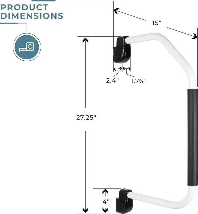 Alt view image 7 of 7 - ITC Inc Stow & Go Folding Assist Handle for RV's, 5th Wheels, and Trailers, Comfort-Padded RV Entry (White) White -