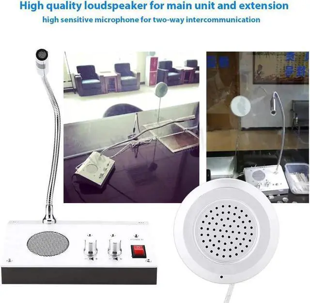 Alt view image 2 of 7 - Intercom Dual Way System,Mic Speaker Window Counter Interphone Drive Thru Speaker through Store Glass Counter Interphone for Bank Office Store Bus Station Security Company