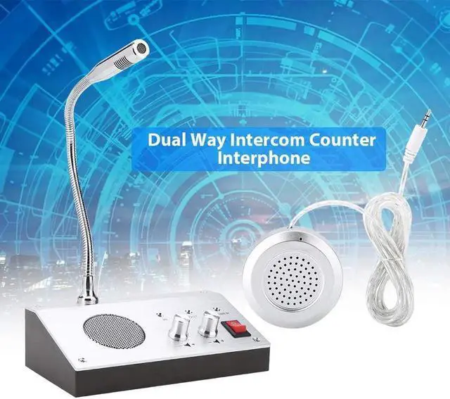 Alt view image 6 of 7 - Intercom Dual Way System,Mic Speaker Window Counter Interphone Drive Thru Speaker through Store Glass Counter Interphone for Bank Office Store Bus Station Security Company