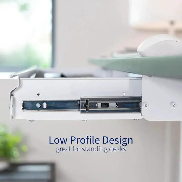 Alt view image 4 of 7 - Large 33 inch Under Desk Slide Out Storage Drawer Organizer, White, DESK-DR33-W