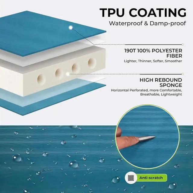 Alt view image 7 of 7 - Camping Self-Inflating Sleeping Pad, Single Twin Size air Foam Mattress Cot with Pump Sack for Tents Car Van Outdoor Home