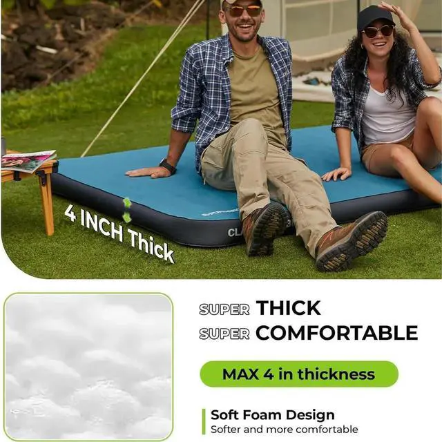 Alt view image 4 of 7 - Camping Self-Inflating Sleeping Pad, Single Twin Size air Foam Mattress Cot with Pump Sack for Tents Car Van Outdoor Home
