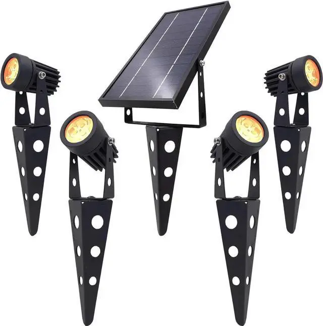 Main image of 4-Spotlight Mini 50X Solar-Powered LED Spotlight (Warm White LED), Black Finish, Outdoor Garden Yard Landscape Downlight