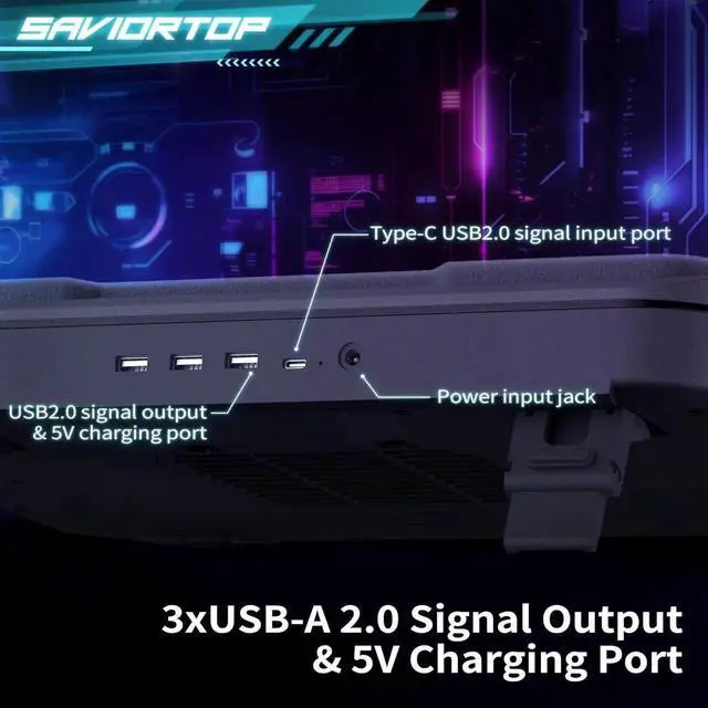 Alt view image 3 of 7 - Saviortop Gaming Laptop Cooling Pad High-Speed 3500 RPM Laptop Cooler with Turbo Fan, RGB Cooling Stand for 10-19 Inch Laptops, Touch Control, USB-C Hub, Adjustae Height, Quiet Cooling Fan