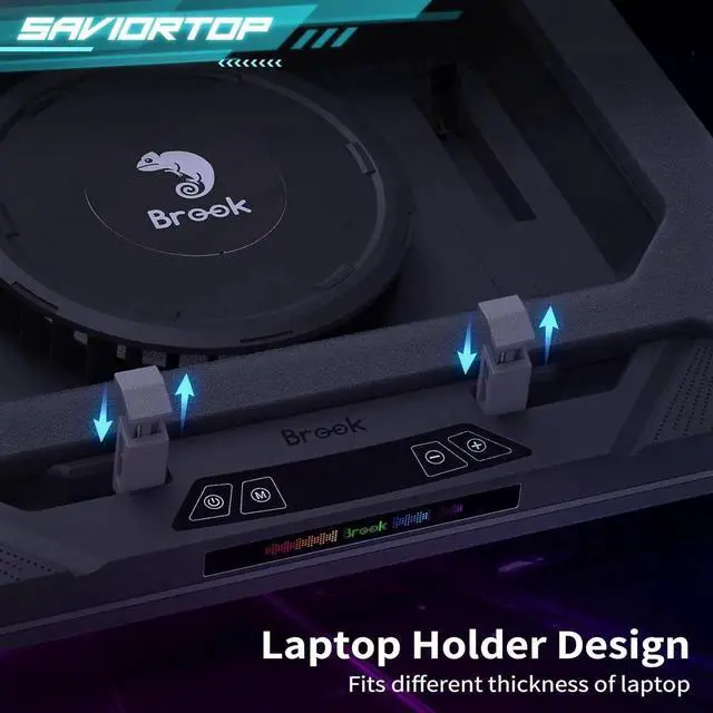 Alt view image 2 of 7 - Saviortop Gaming Laptop Cooling Pad High-Speed 3500 RPM Laptop Cooler with Turbo Fan, RGB Cooling Stand for 10-19 Inch Laptops, Touch Control, USB-C Hub, Adjustae Height, Quiet Cooling Fan
