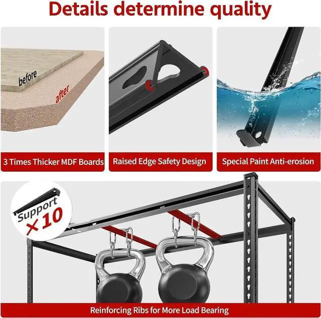 Alt view image 5 of 7 - 48" W Garage Shelving Heavy Duty, 3000LBS Storage Shelves, 5-Tier Adjust Metal Shelving, Garage Shelves Sturdy Industrial Shelf, Easy Assemble, 72" H x 48" W x 18" D