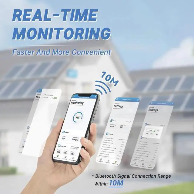 Alt view image 6 of 7 - 40 Amp MPPT 12V/24V DC Input Solar Charge Controller with Built-in Bluetooth Module, Parameter Adjustable LCD Display LED Indicators