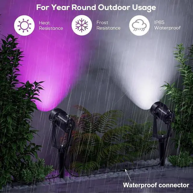 Alt view image 6 of 7 - Outdoor Landscape Lighting with Remote, RGBW Color Changing Spot Uplights, 6 Pack