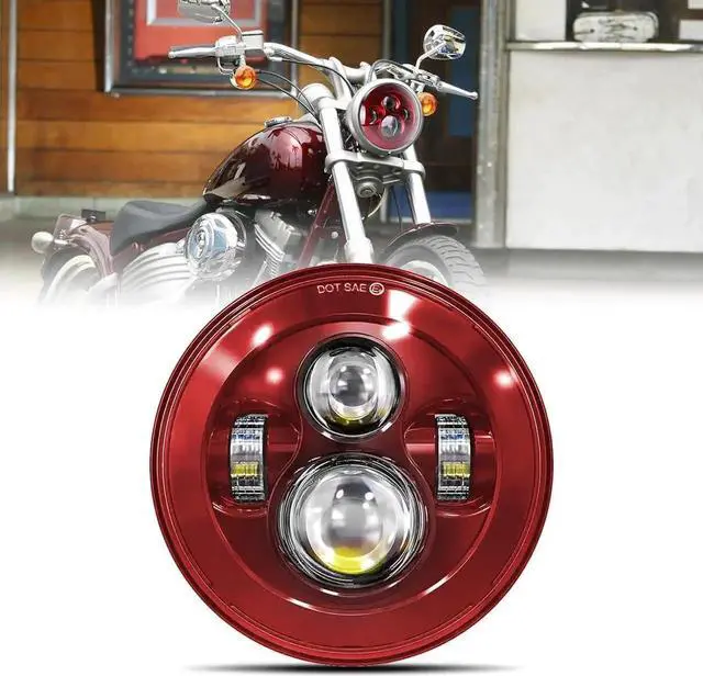 Main image of 7 Inch Motorcycle Headlight LED Red Headlight Motorcycle Projector Compatible with Tourng Street Electra Glide Road king Classic