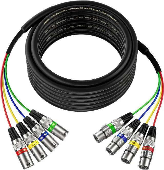 Main image of 50 Ft 4 Channel XLR Snake C - 4 Colored Microphone Patch C, Recording Snake for Live, Recording, Studios 1 Pack