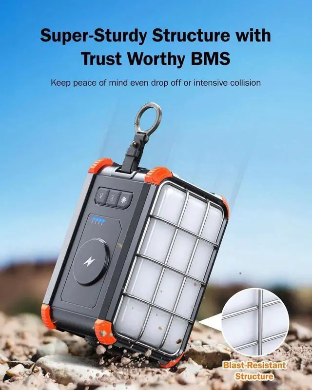 Alt view image 7 of 7 - Portable Power Station 153Wh Camping Small Solar Generator with Hand Crank 120V 150W AC Outlet Lithium Battery Power Bank, Wireless Charging Emergency Charger for Outdoor Travel Home Backup