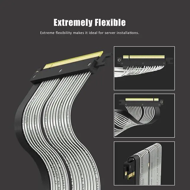 Alt view image 7 of 7 - 300mm PCIe 5.0 X16 Riser Cable Straight Angle for GPU Server, Support Cascading to Extend Length, Industrial-Grade Performance