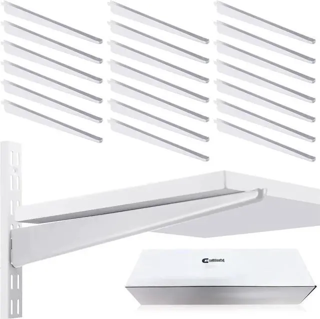 Main image of 20 Pcs Adjust Shelf Brackets for Double Track System Closet Organization Heavy Duty Wire Shelf Brackets(White,11.5 Inch)