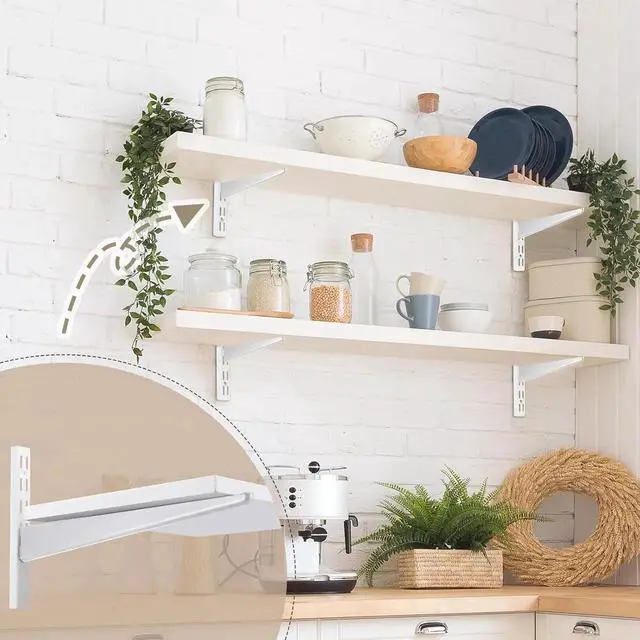 Alt view image 6 of 7 - 20 Pcs Adjust Shelf Brackets for Double Track System Closet Organization Heavy Duty Wire Shelf Brackets(White,11.5 Inch)