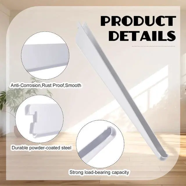 Alt view image 2 of 7 - 20 Pcs Adjust Shelf Brackets for Double Track System Closet Organization Heavy Duty Wire Shelf Brackets(White,11.5 Inch)