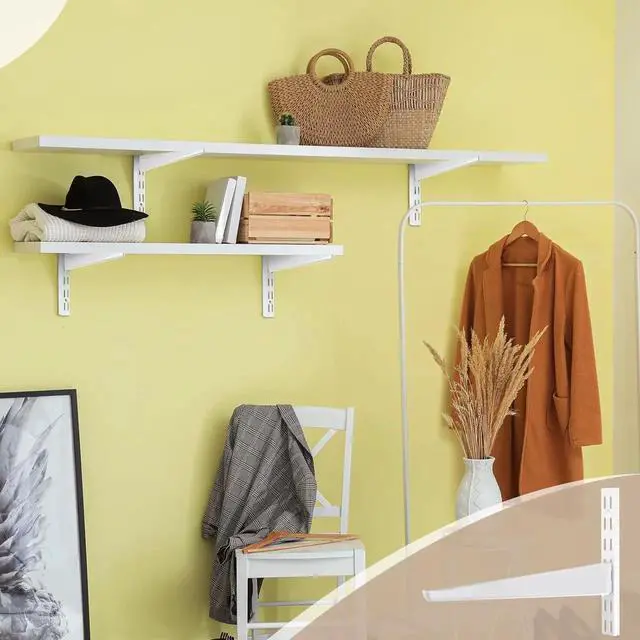 Alt view image 3 of 7 - 20 Pcs Adjust Shelf Brackets for Double Track System Closet Organization Heavy Duty Wire Shelf Brackets(White,11.5 Inch)