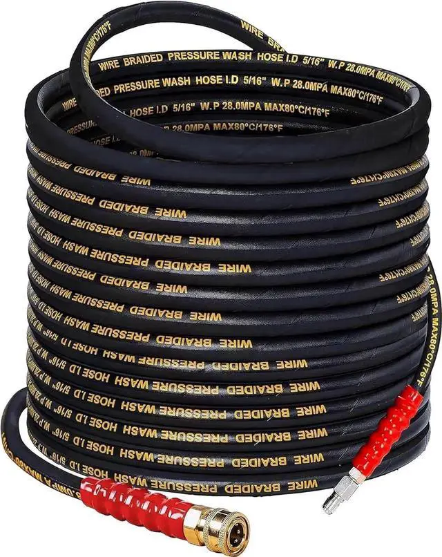Main image of 100 FT Pressure Washer Hose with 3/8" Quick Connect, 4000 PSI Kink Rstant High Tensile Wire Power Washer Hose