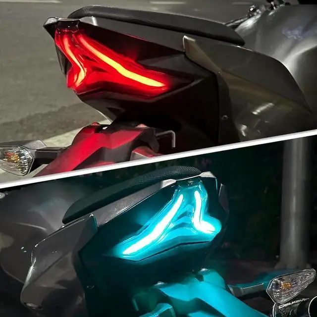 Alt view image 7 of 7 - Motorcycle LED Tail Lights RGB Control for NINJA 400 2018-2024 Z400 Z250 Z400 Z1000 Z1000R ZX6R ZX10R ZX10RR Rear Brake Light DRL with Turn Signals Sequential Dynamic Indicator