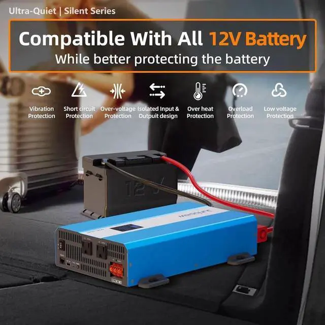 Main image of 3080W Pure Sine Wave Power Inverter - 30dB Ultra Quiet, 6000W Surge, Game-Changing Design | 12V to 110V AC Converter for Home, RV, Camping, Off-Grid & Outdoor Adventures