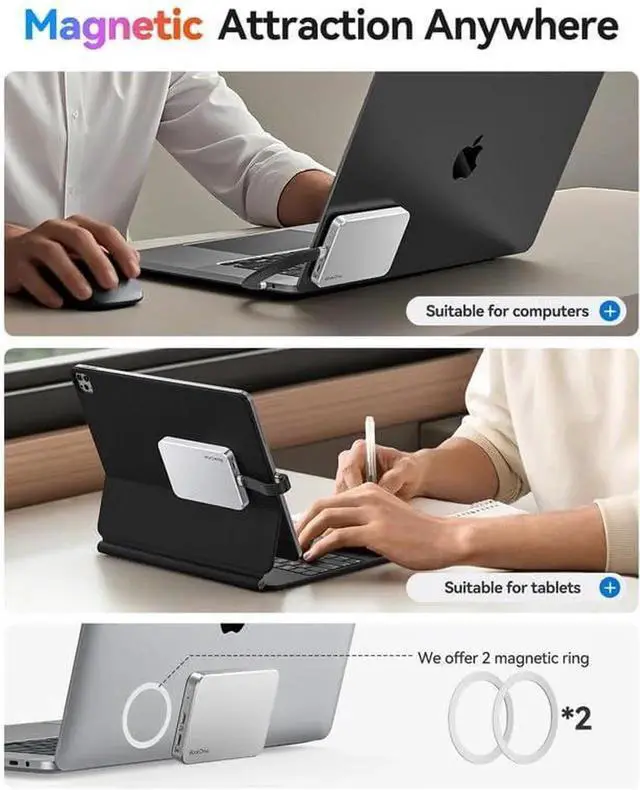 Alt view image 2 of 7 - BookDrive 1TB Magnetic External SSD with PD 100W Charging for Labtop & USB-C Smartphone - Magsafe Portable Solid State Drive, 1000MB/s for USB 3.2 Gen2 - P10Plus