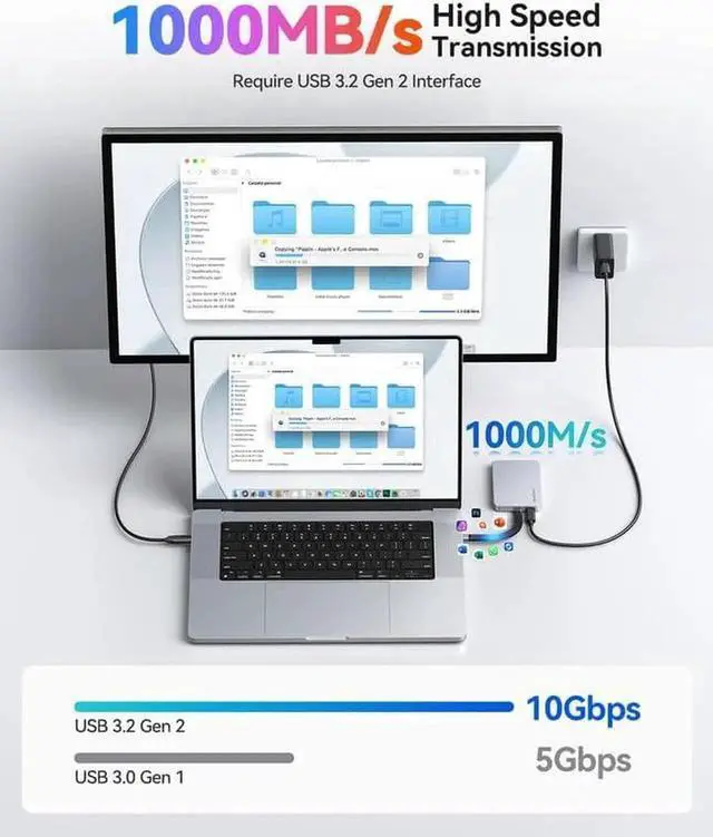 Alt view image 3 of 7 - BookDrive 1TB Magnetic External SSD with PD 100W Charging for Labtop & USB-C Smartphone - Magsafe Portable Solid State Drive, 1000MB/s for USB 3.2 Gen2 - P10Plus