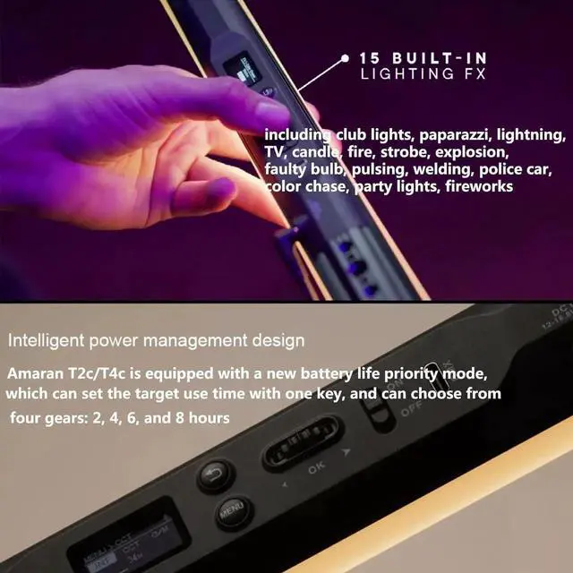 Alt view image 3 of 7 - T2C RGBWW LED Tube Light,20W 2500K-7500K Adjust RGB Light Wand Support APP and DMX Control 46 Color Gel Presets (60cm)