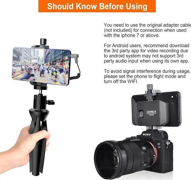 Alt view image 3 of 7 - CVM-WS50(H) Wireless Microphone System, 6 Channels Handheld Interview Microphone with Flexible Combination Grip for Smartphone, Camera, Perfect for YouTube, Interview, Video Conference, Podcast