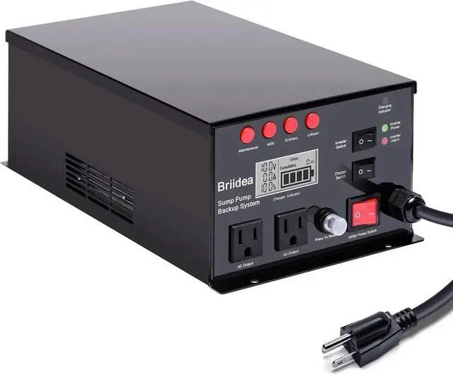 Alt view image 6 of 7 - 1500W Sump Pump Battery Backup System - Auto Switches to Battery Inverter Power for Continuous Sump Pump Operation during Power Outages, Battery Not Include