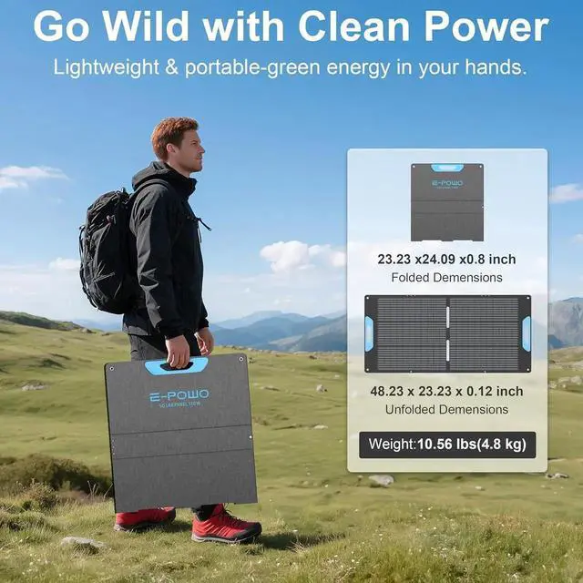 Alt view image 5 of 6 - 110W Portable Solar Panel for Power Station, 23.5% High Efficiency ETFE Foldable Solar Panels Charger, Fast Installation with Kickstands, IP67 Waterproof for RV, Outdoor Camping, Off Grid Blackouts