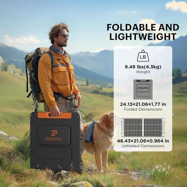 Alt view image 3 of 7 - 100 Watt Portable Solar Panel with Solar Angle Guide,Camper Essentials,20V Foldable Solar Charger for Power Station, 23.5% High Efficiency IP67 Waterproof 2 Kickstands for Camping RV Blackout