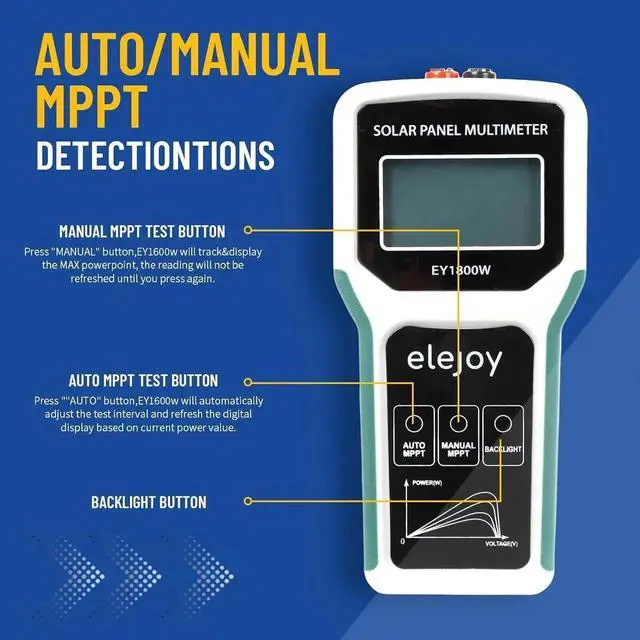Alt view image 2 of 6 - 1800W Solar Panel Tester MPPT Photovoltaic Multimeter & Watt Meter Smart Portable Tool for Solar PV Panel Data & Troubleshoot Measures Power Output, Performance, and Open Circuit Voltage