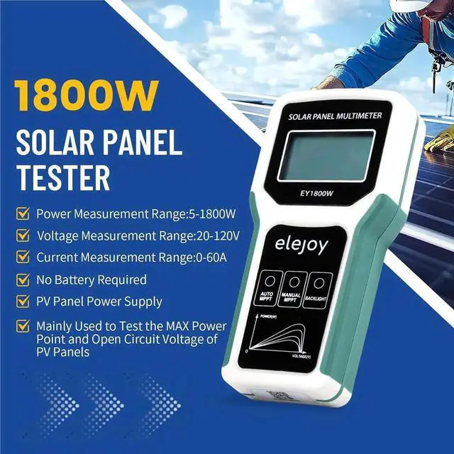 Alt view image 6 of 6 - 1800W Solar Panel Tester MPPT Photovoltaic Multimeter & Watt Meter Smart Portable Tool for Solar PV Panel Data & Troubleshoot Measures Power Output, Performance, and Open Circuit Voltage