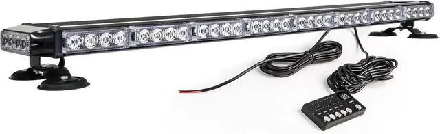 Alt view image 6 of 7 - 38" Amber Yellow Rooftop Beacon Warning Emergency Flashing Snow Plow Light Bar Double Side Strobe Light Traffic Advisor with Magnetic Base for Tow Work Truck Pickup (Amber/Amber)