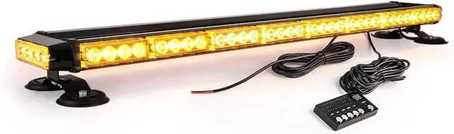 Main image of 38" Amber Yellow Rooftop Beacon Warning Emergency Flashing Snow Plow Light Bar Double Side Strobe Light Traffic Advisor with Magnetic Base for Tow Work Truck Pickup (Amber/Amber)