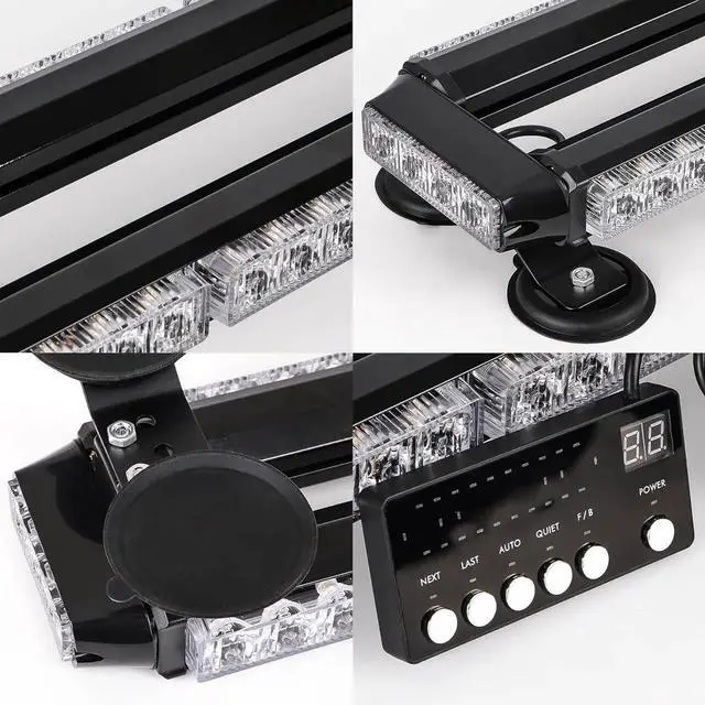 Alt view image 5 of 7 - 38" Amber Yellow Rooftop Beacon Warning Emergency Flashing Snow Plow Light Bar Double Side Strobe Light Traffic Advisor with Magnetic Base for Tow Work Truck Pickup (Amber/Amber)