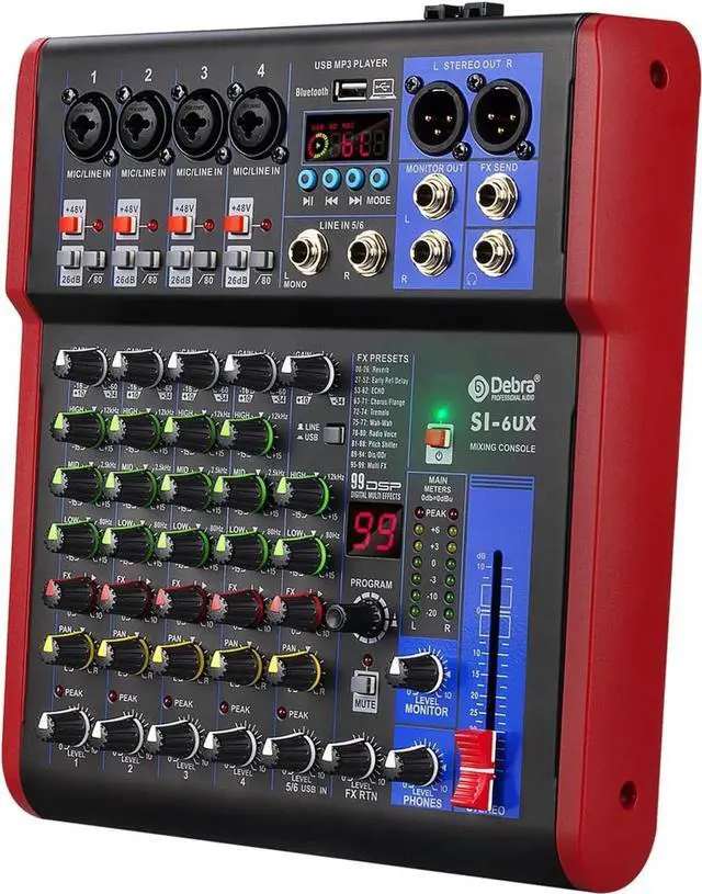 Main image of SI Series Professional Portable Recording Mixer Audio with 99 DSP Digital Effects Mic Preamps and USB for DJ Mixer Console Karaoke Home Recording Studio (SI-6UX)