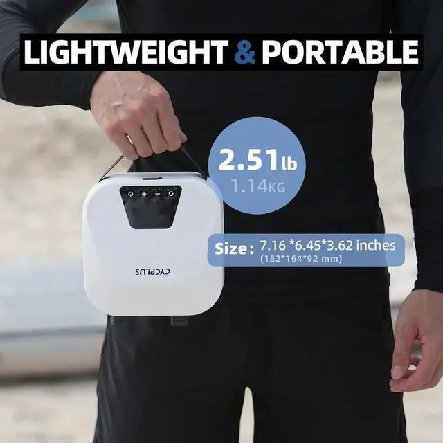 Alt view image 5 of 7 - 20PSI High Pressure Smart SUP Air Pump, Rechargeable Battery-Powered, ligent Dual Stage Inflation & Deflation, Auto-Off Air Pump for Stand Up Paddle Boards,Surng Kite, Tent, Mattress