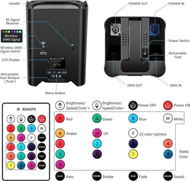 Alt view image 5 of 7 - Battery Powered Stage Lighting - 108W 6IN1 RGBWAUV HEX LED Battery Powered Par Light 9600mAh Rechargeable Remote APP DMX Control Uplighting for Event Church Stage Wedding DJ Disco Dance Party