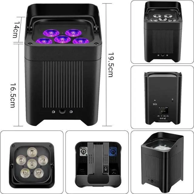 Alt view image 2 of 7 - Battery Powered Stage Lighting - 108W 6IN1 RGBWAUV HEX LED Battery Powered Par Light 9600mAh Rechargeable Remote APP DMX Control Uplighting for Event Church Stage Wedding DJ Disco Dance Party