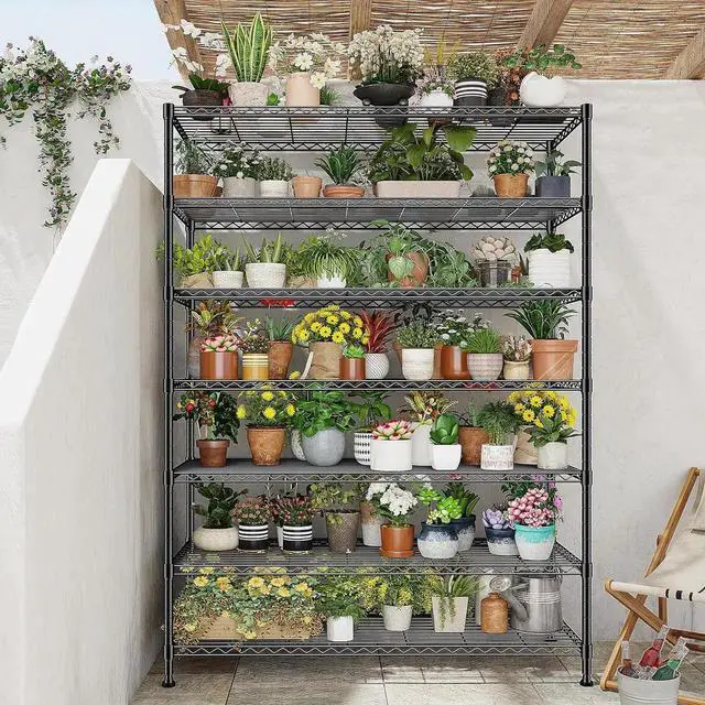 Alt view image 4 of 7 - 82.6H Metal Shelving Unit 7 Tier Storage Shelves Adjust Wire Shelving Metal Wire Shelf Pantry Shelves Commercial Rack for Kitchen Pantry Utility Room Garage 45" W x 82.6''H x 13.5" D, Black