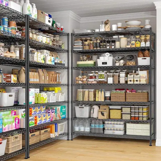 Alt view image 3 of 7 - 82.6H Metal Shelving Unit 7 Tier Storage Shelves Adjust Wire Shelving Metal Wire Shelf Pantry Shelves Commercial Rack for Kitchen Pantry Utility Room Garage 45" W x 82.6''H x 13.5" D, Black